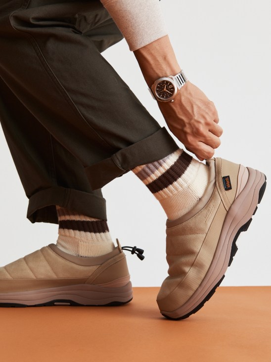 Close-up detail of casual footwear and socks