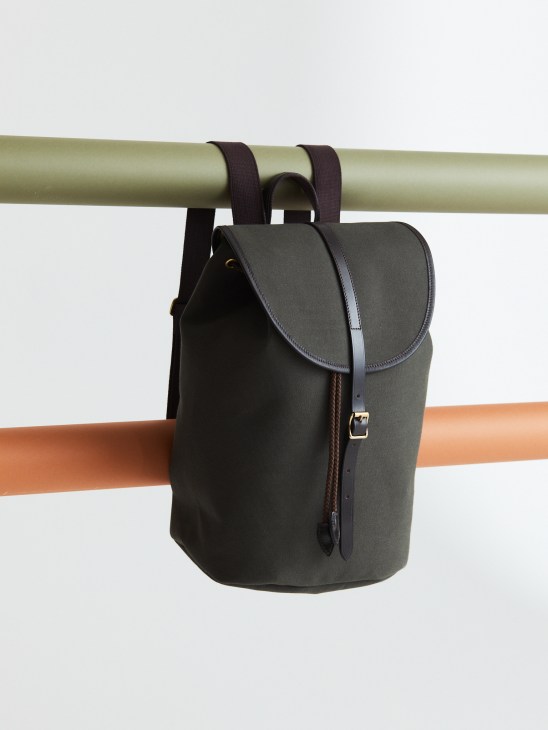 Detail of leather backpack