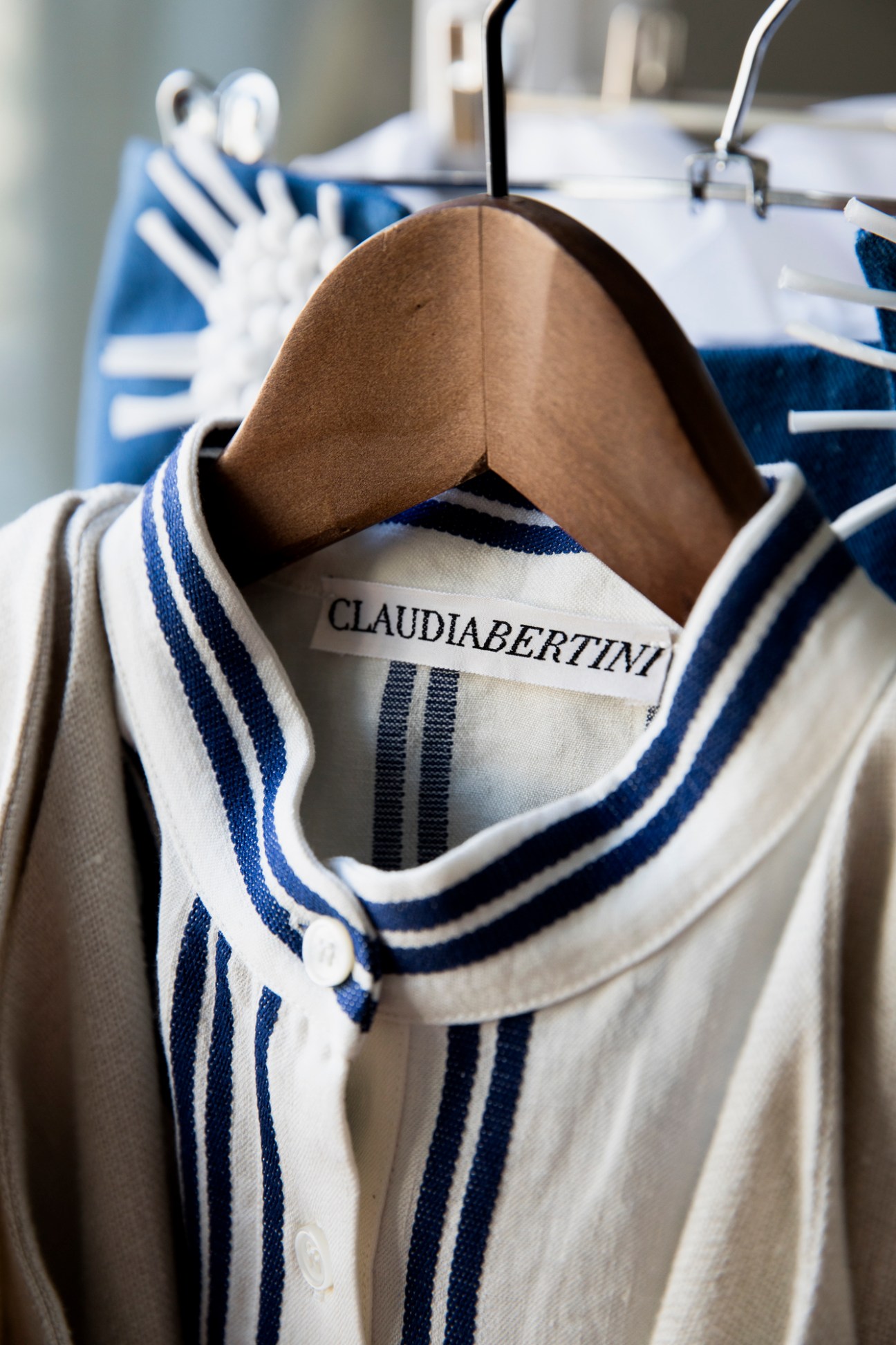 Claudia Bertini fashion designer in her Zurich studio
