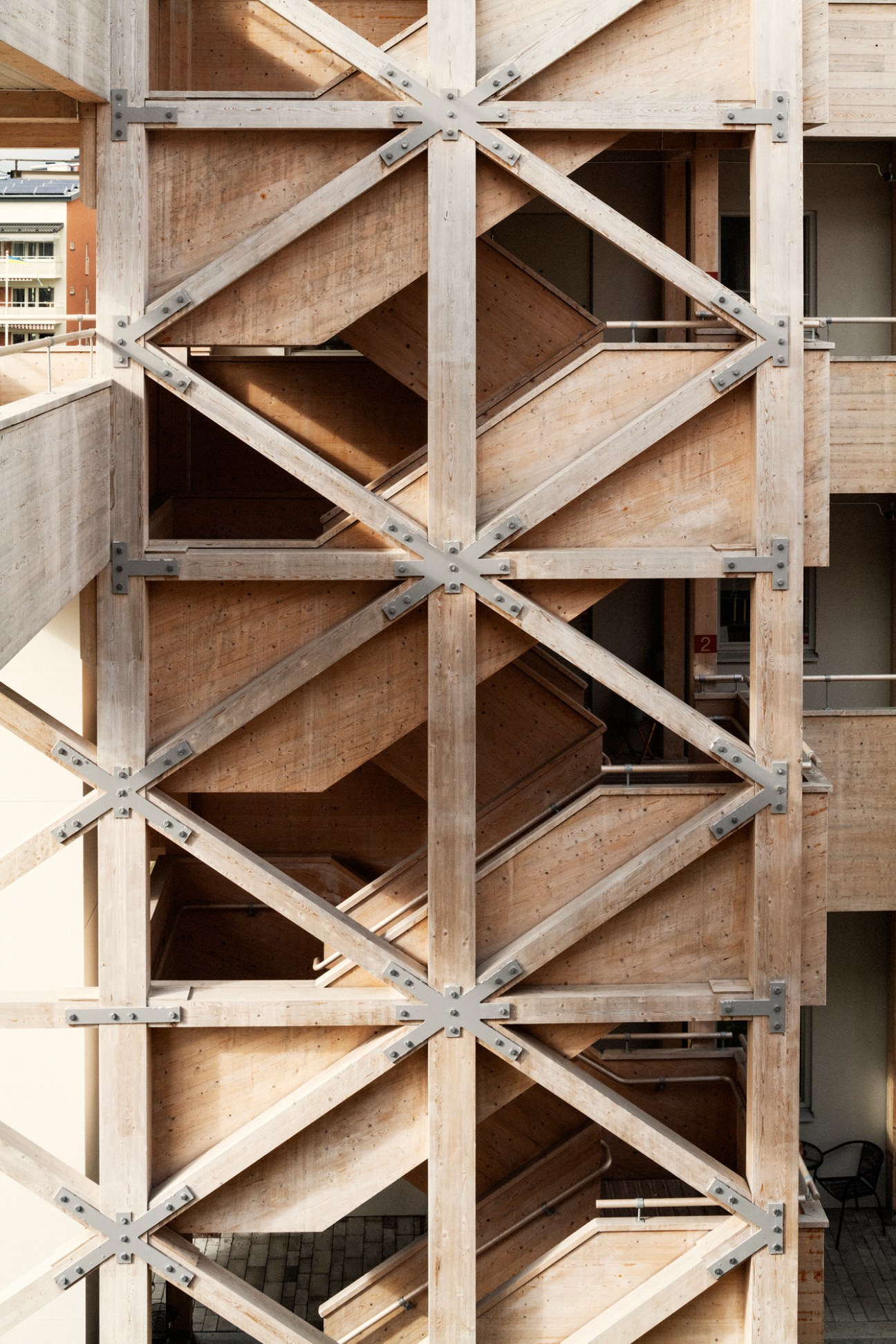Interior construction view of Timbeco prefabricated wooden building elements