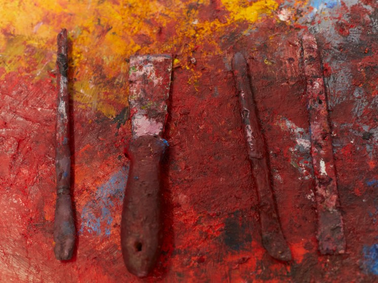 Sculpting tools in Anish Kapoor's studio in Venice