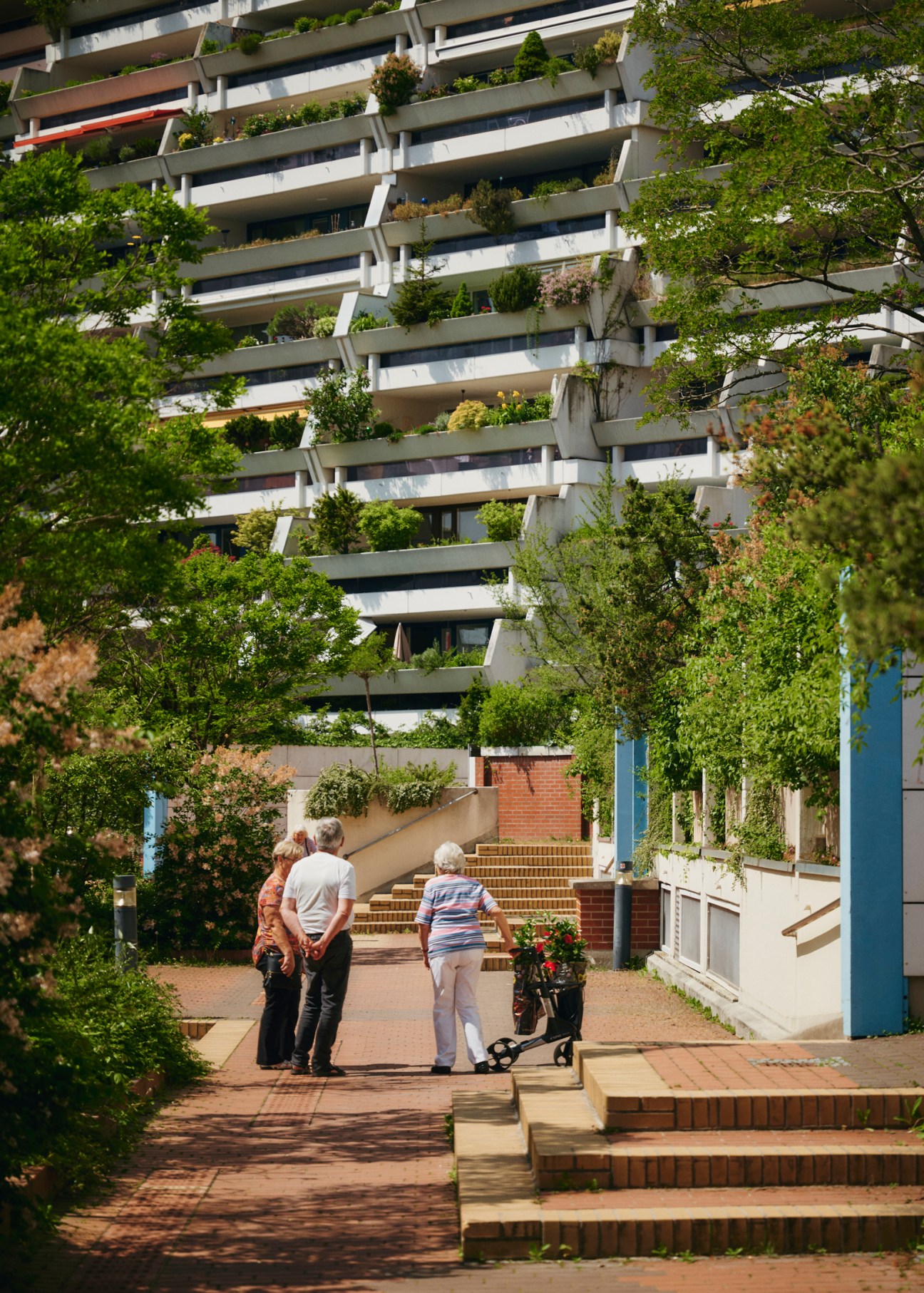 Residents of various ages enjoying life in Olympiapark