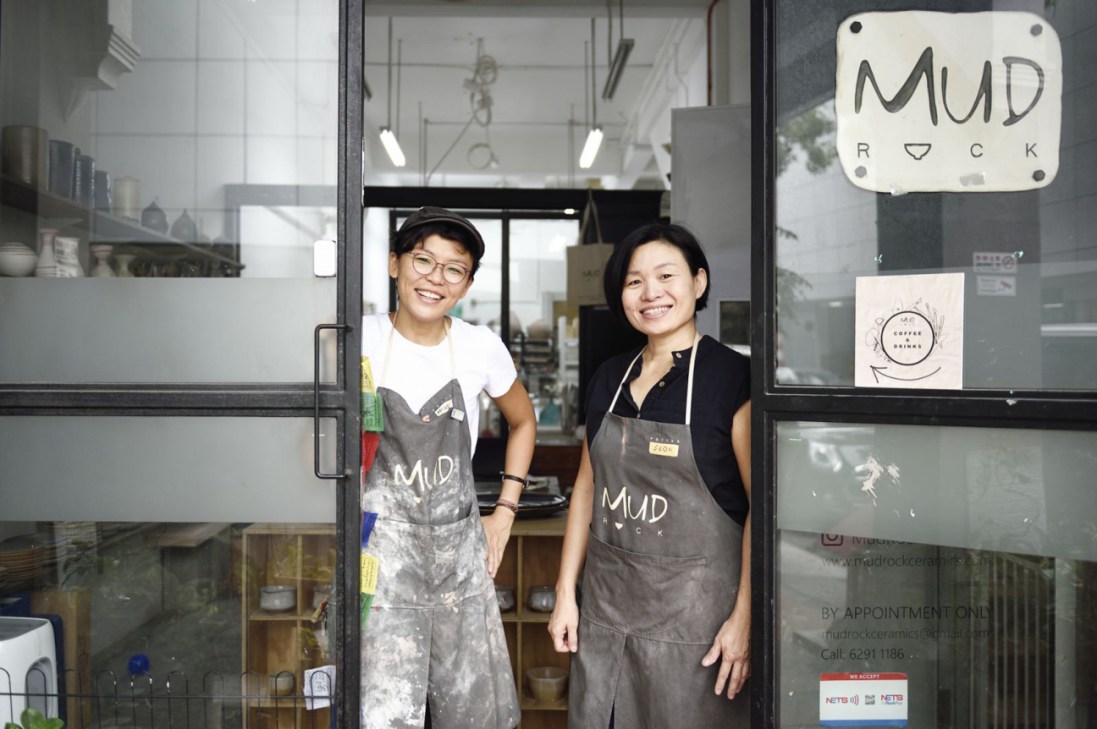 Ceramicists Ng Seok Har and Michelle Lim at their Singapore-based Mud Rock studio