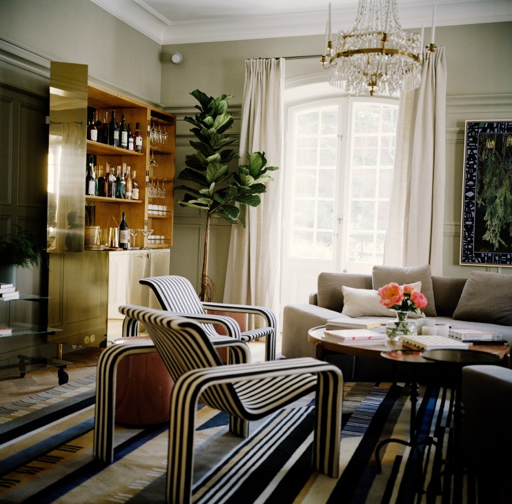 Vintage chairs by Finland's Antti Nurmesniemi with fabric patterns created by his wife, Vuokko Eskolin-Nurmesniemi