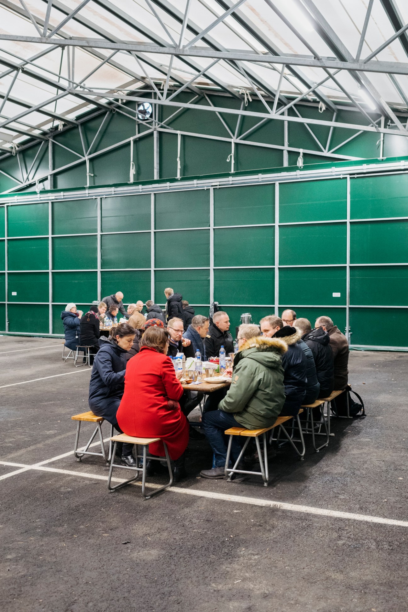 Course participants tuck in to lunch at the Santahamina military base
