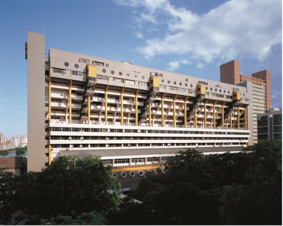 Golden Mile Complex Singapore brutalist mixed-use building with horizontal balconies and modernist facade