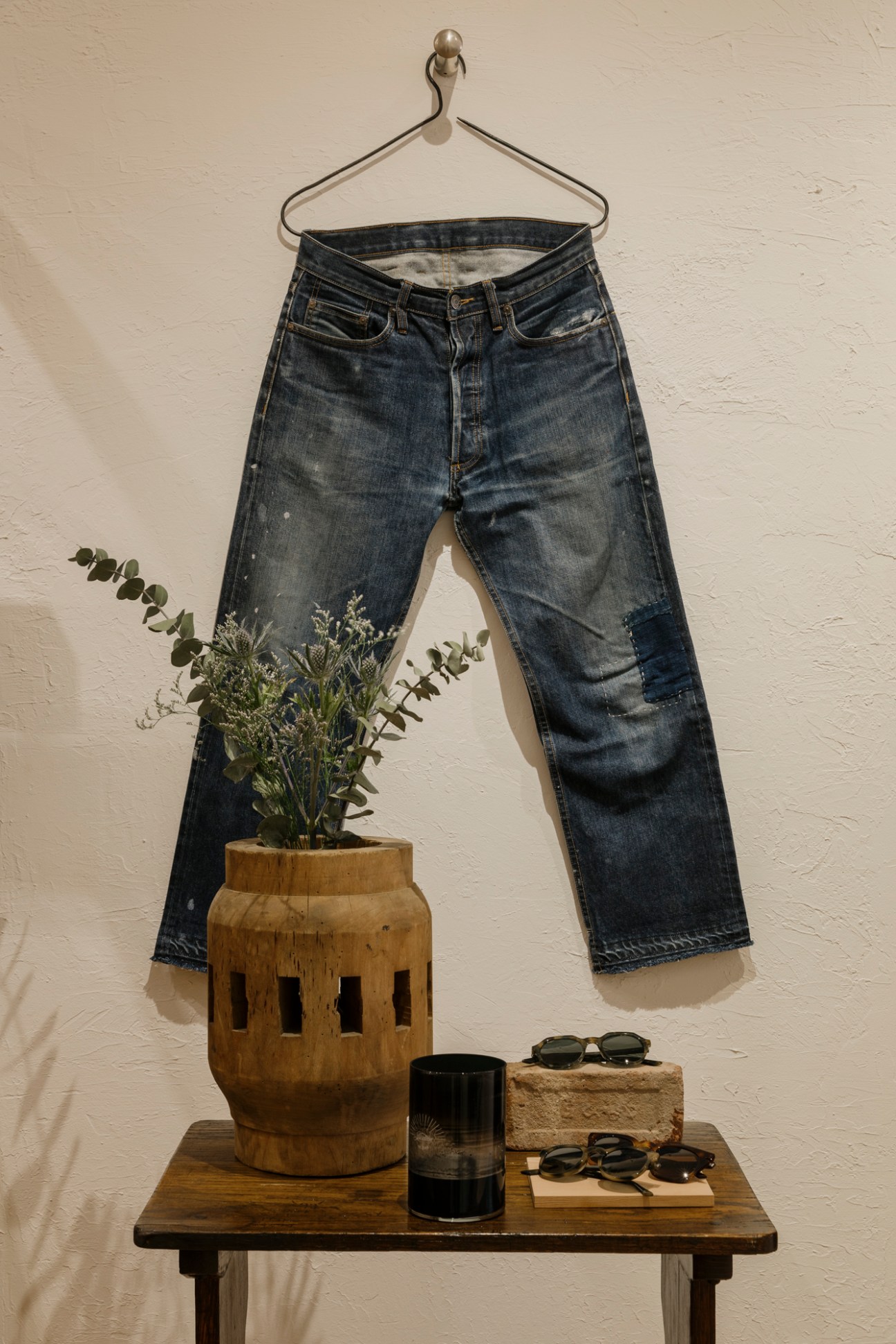 3sixteen denim jeans hanging in Manhattan store