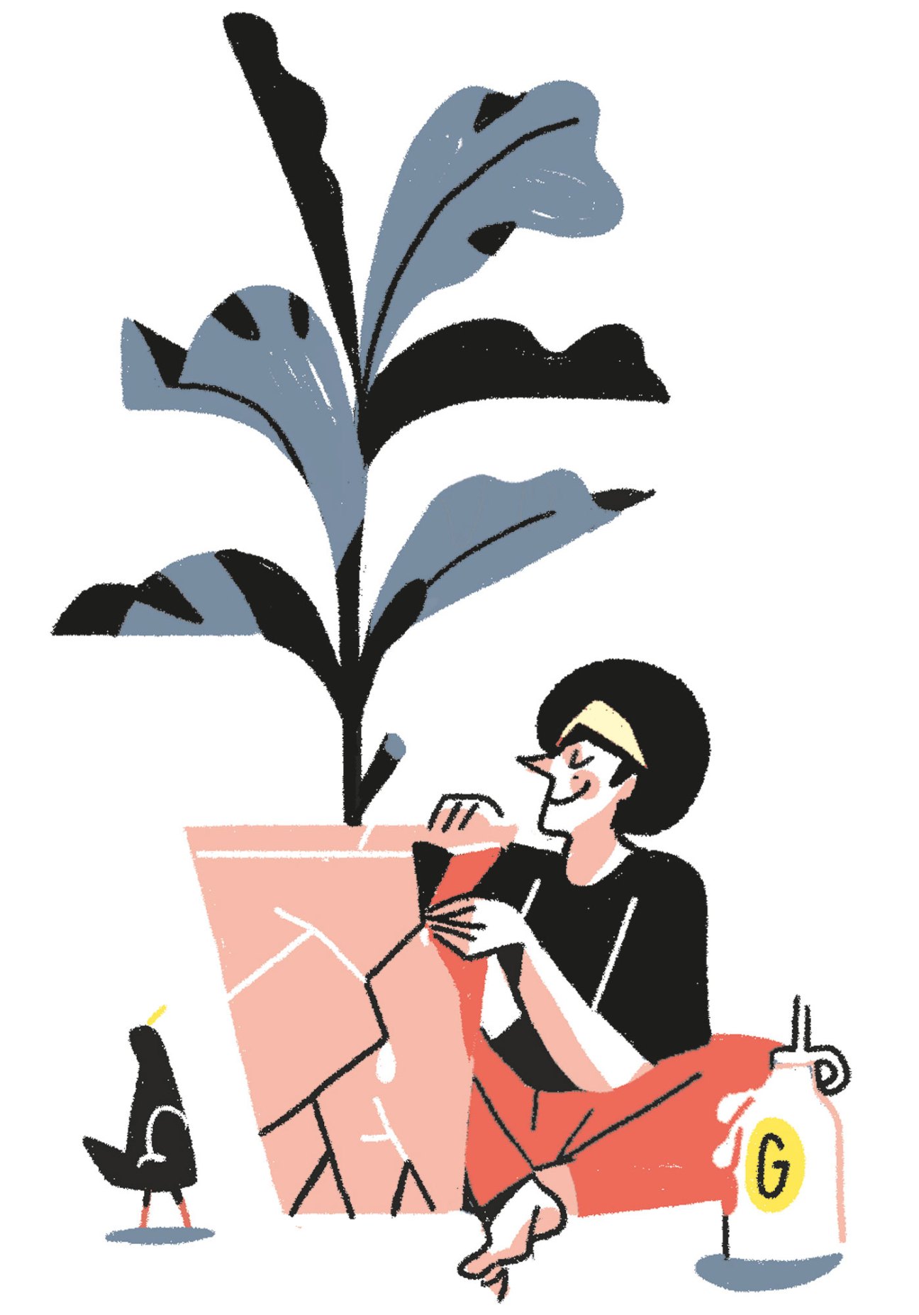An illustration showing clothing repair with needles, thread and mending, promoting sustainability and fixing rather than discarding
