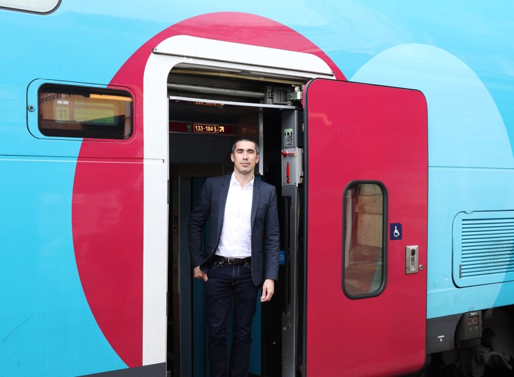 Ouigo CEO Stéphane Rapebach sitting in an office at Gare de Lyon station
