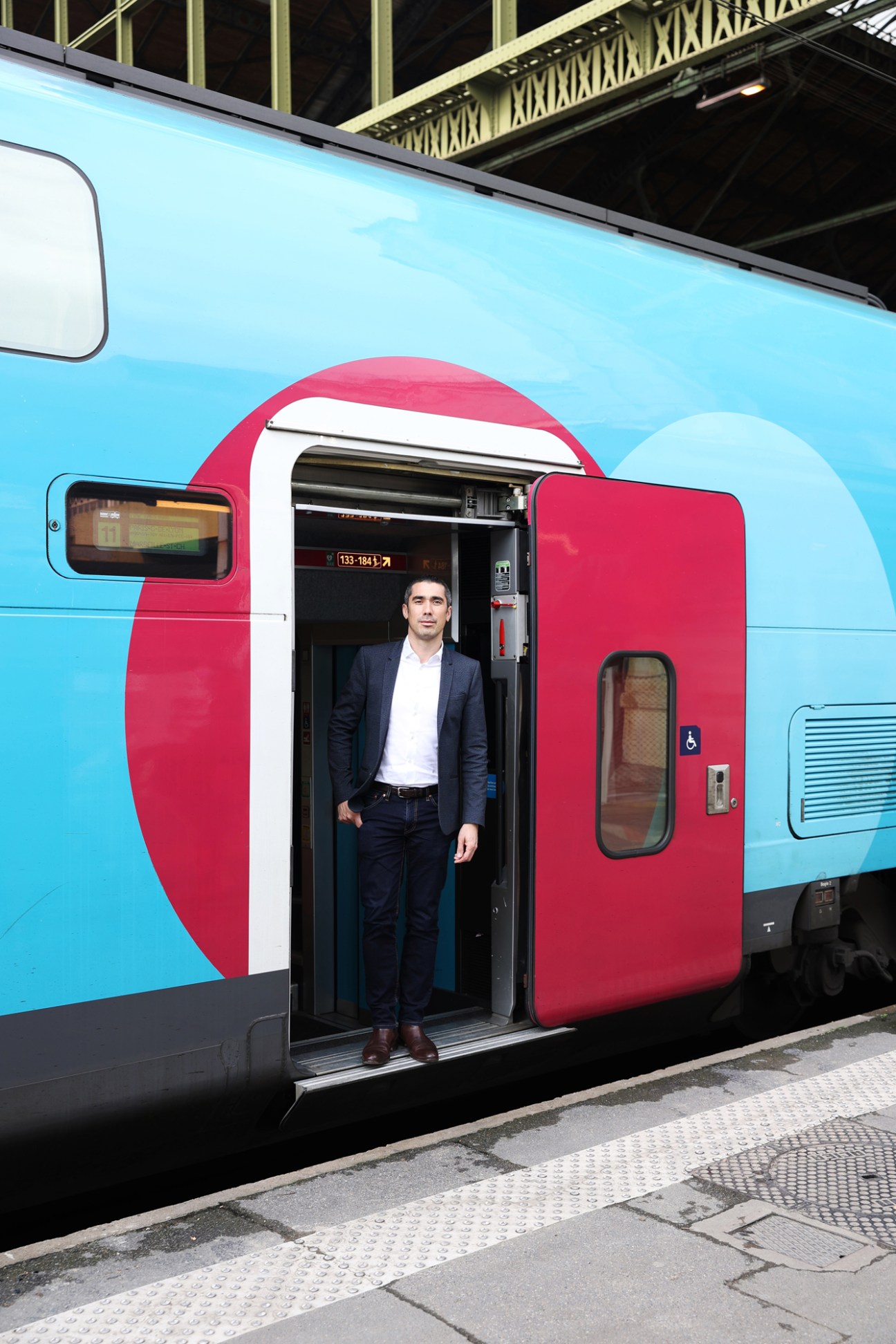 Ouigo CEO Stéphane Rapebach sitting in an office at Gare de Lyon station