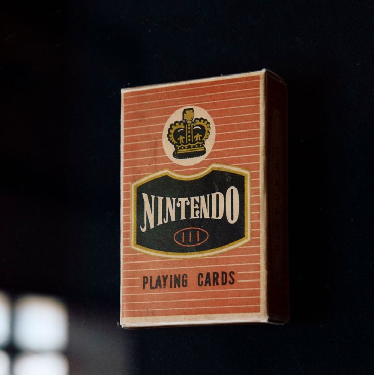Traditional Nintendo hanafuda playing cards displayed at the hotel