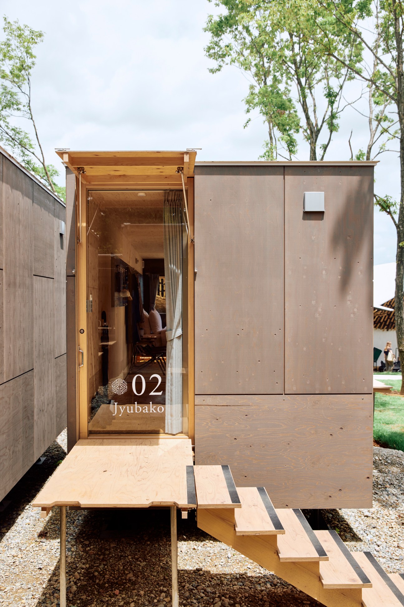 Modern wooden Jyubako mobile trailer designed by Kengo Kuma