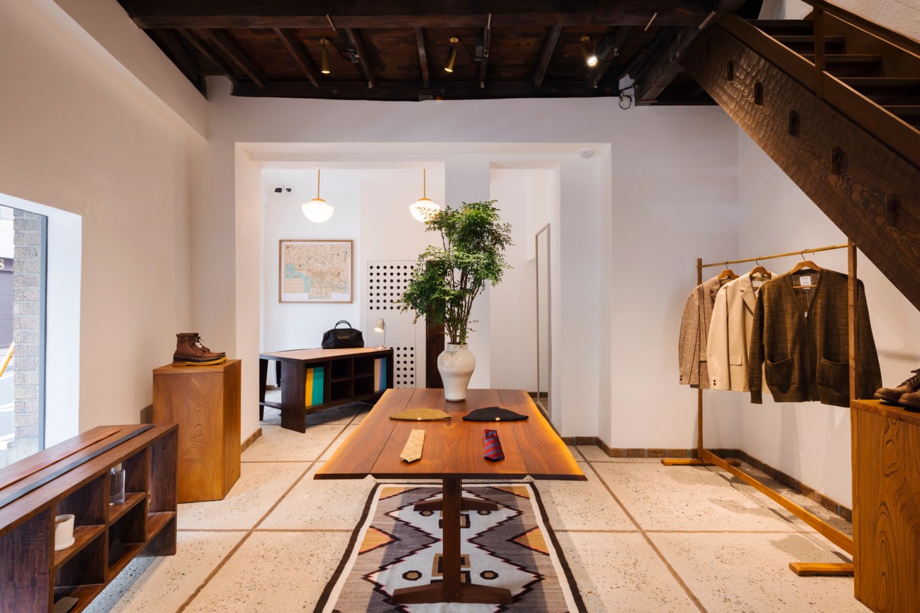 Exterior view of Visvim's new Ginza store in a historic building