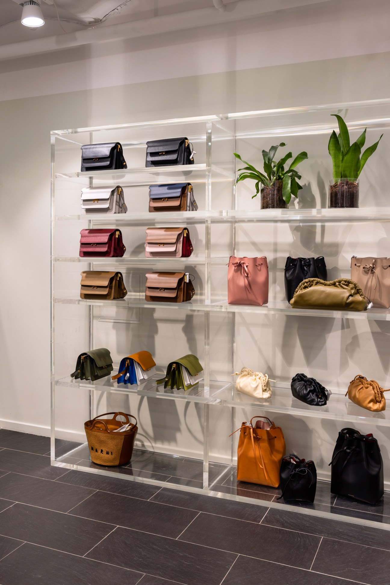 Detail of clothing racks at Stoy store