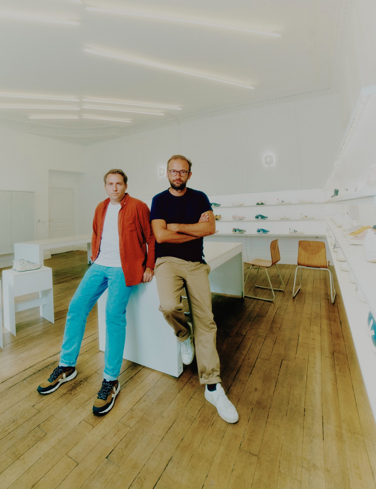 François-Ghislain Morillion and Sébastien Kopp standing in modern white office with wooden floors