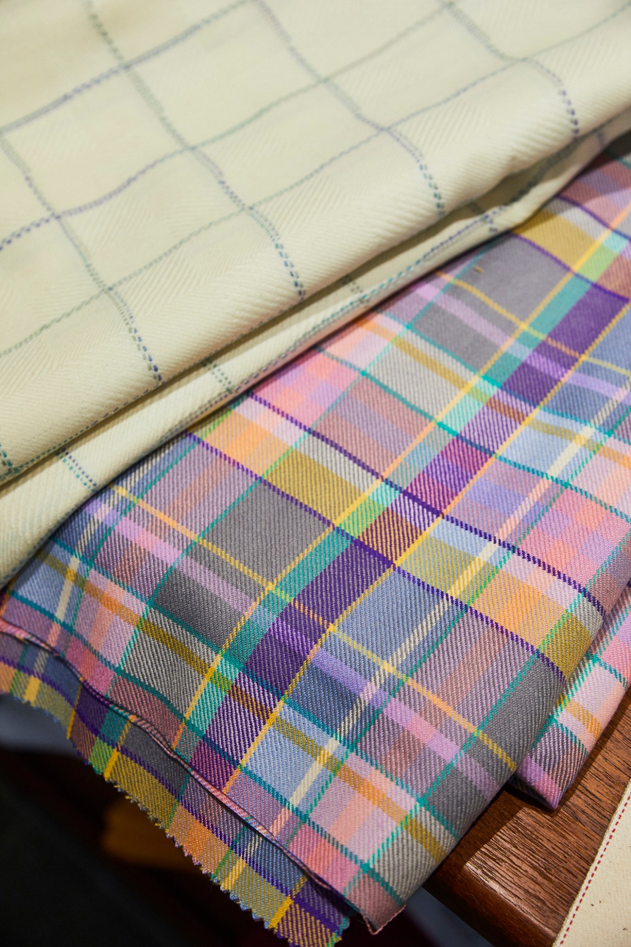 Close-up of Neat bespoke trouser construction and tailoring details