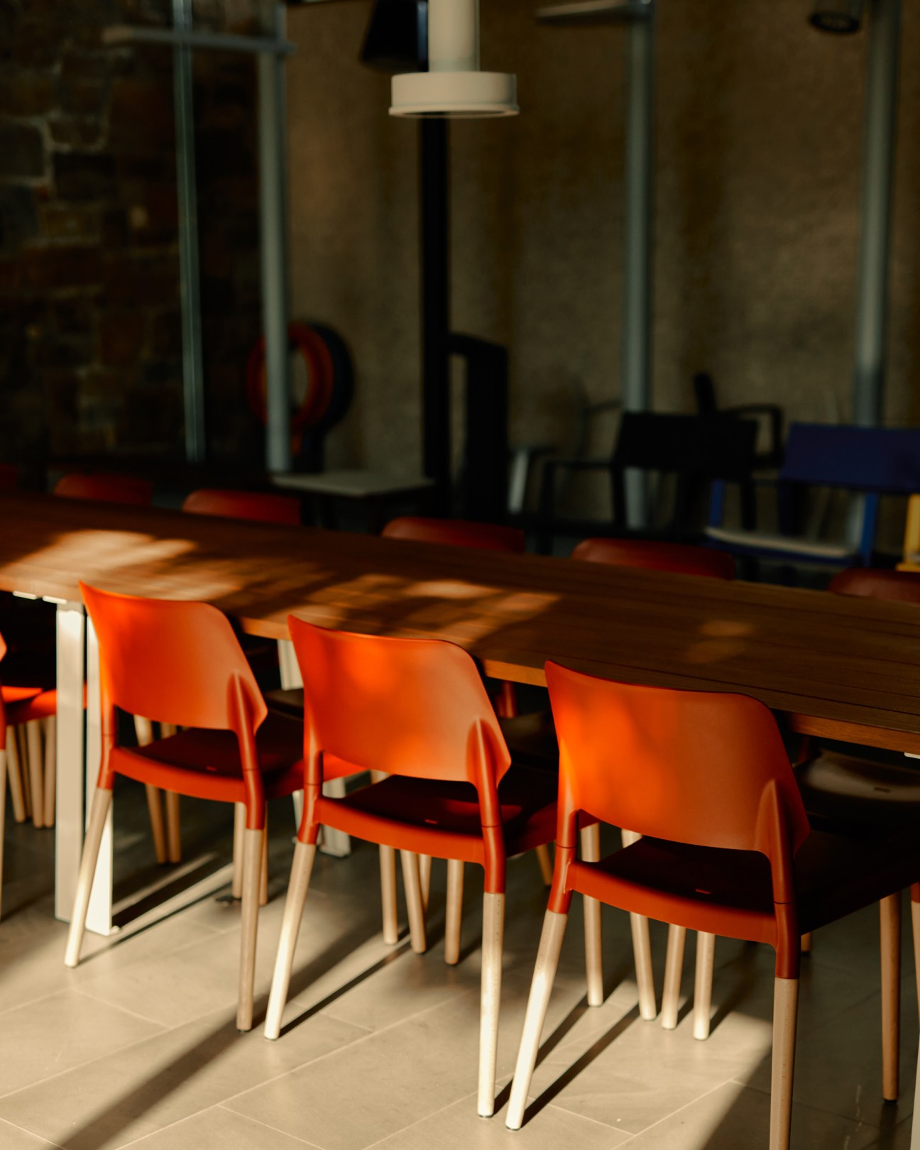 Sun-dappled meeting room