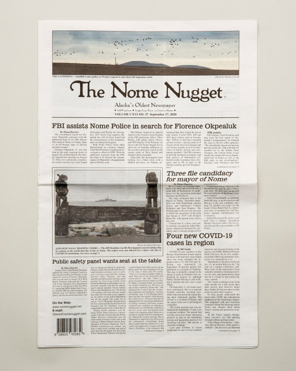 Front page or masthead of The Nome Nugget newspaper from Alaska