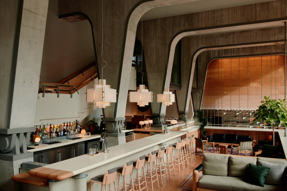 The Lobby Bar at Ace Hotel Toronto featuring warm lighting and contemporary design