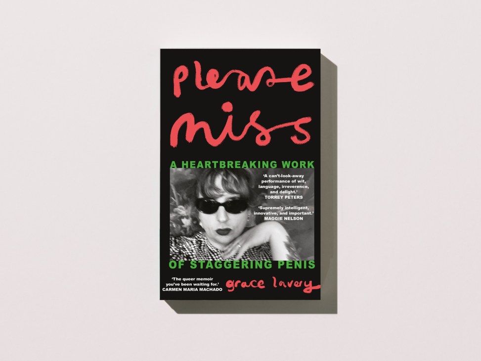 Book cover of Please Miss by Grace Lavery showing black and white portrait with red text