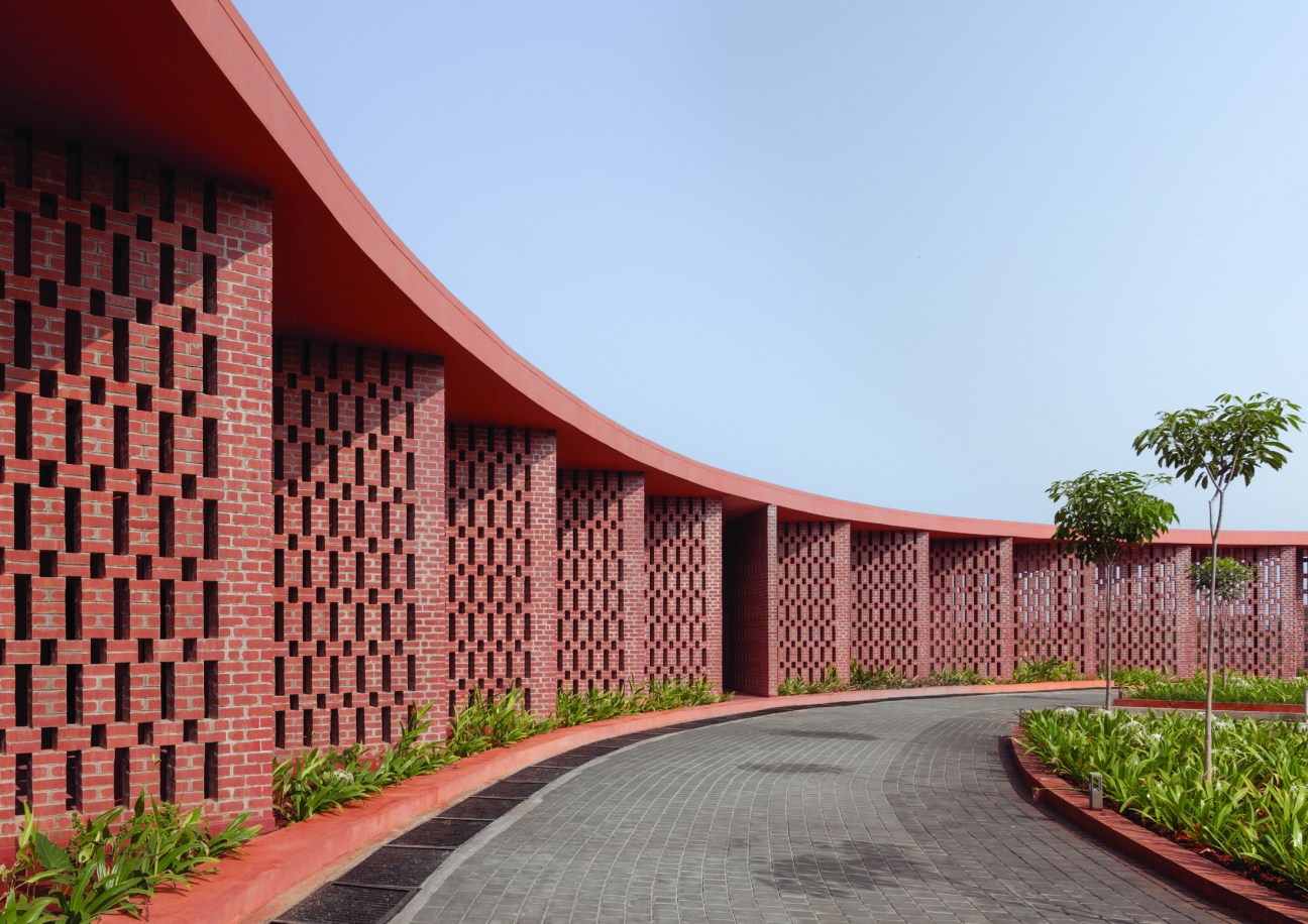perforated exterior wall made of brick