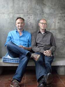 Architect Bernhard Egger and partner Christof Huber in their Halen home with mountain views