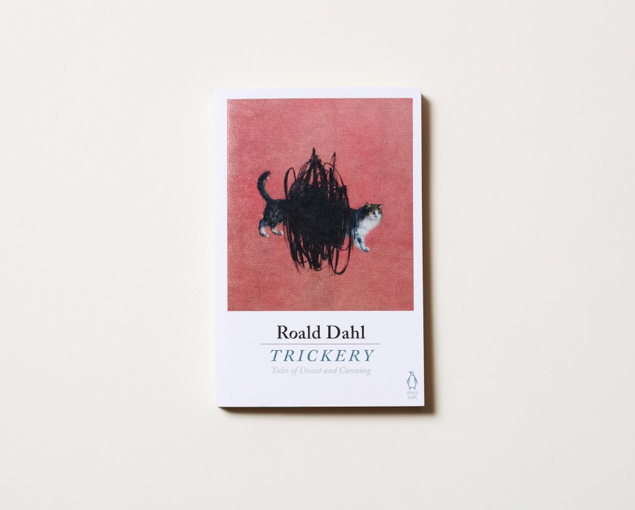 Penguin Classics book cover for Roald Dahl's 'Trickery' centenary edition with silhouetted cat illustration on pink background.