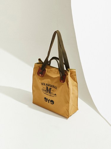 Junya Watanabe x Seil Marschall khaki tote bag with water-repellent cotton and leather handles
