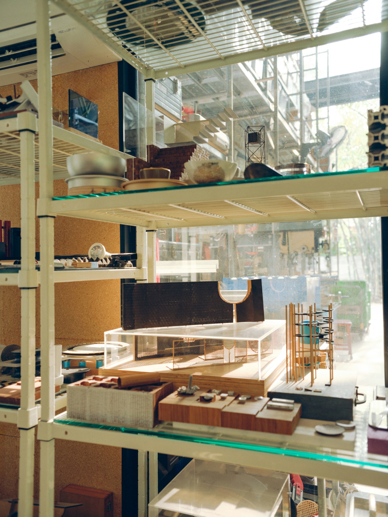 shelves with models
