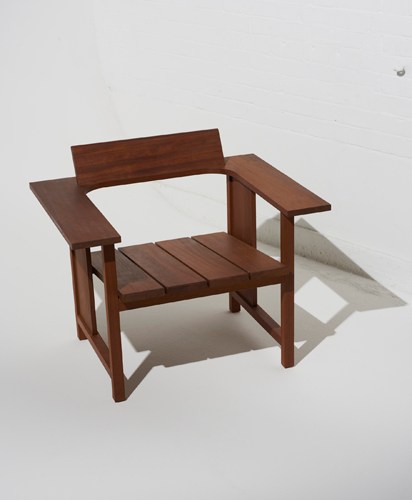 Clerici lounge chair by Konstantin Grcic for Mattiazzi, featuring angular wooden construction