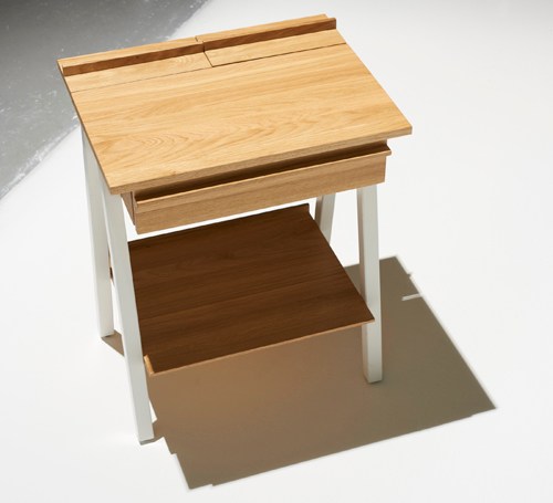 Troost bedside table by Borcas, minimalist wooden design with hidden storage