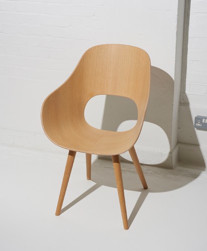 Roundish chair by Naoto Fukasawa for Maruni, made from single piece of laminated plywood
