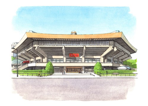 Nippon Budokan showing its distinctive octagonal roof design inspired by Mount Fuji