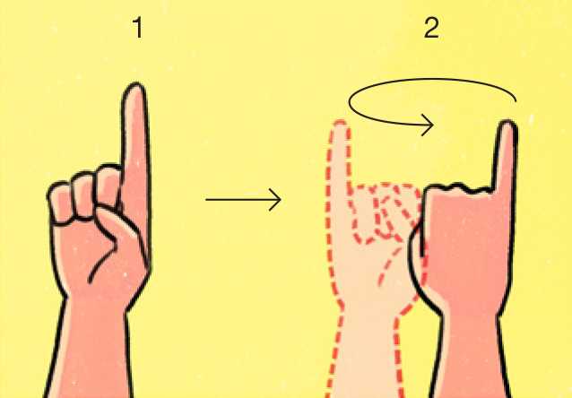 Illustration of ASL hand sign for DJ, showing finger position transition from index finger raised to pinkie extended.