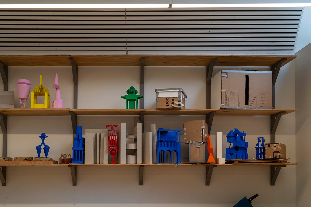 Shelves with paper models