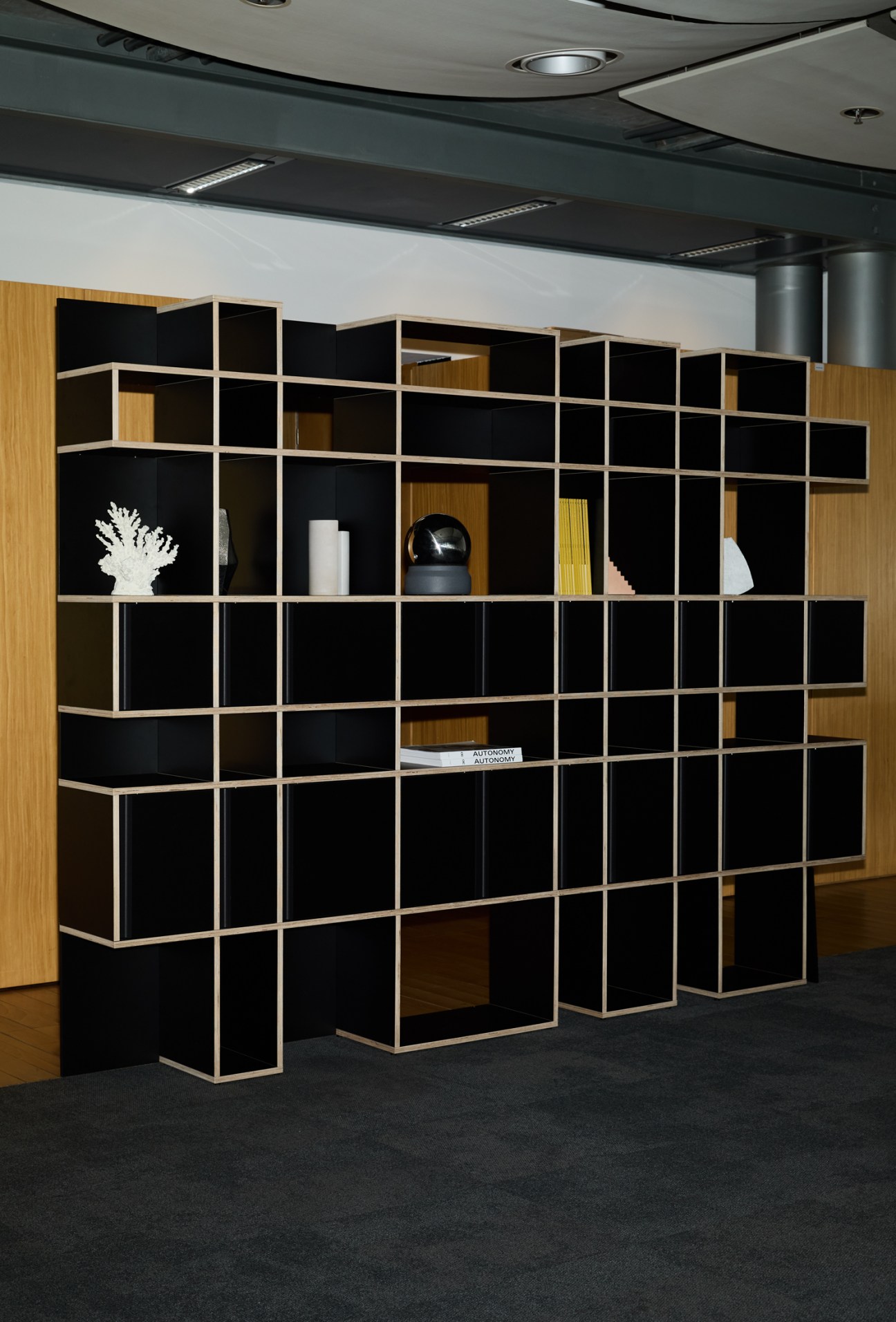 Black shelving unit