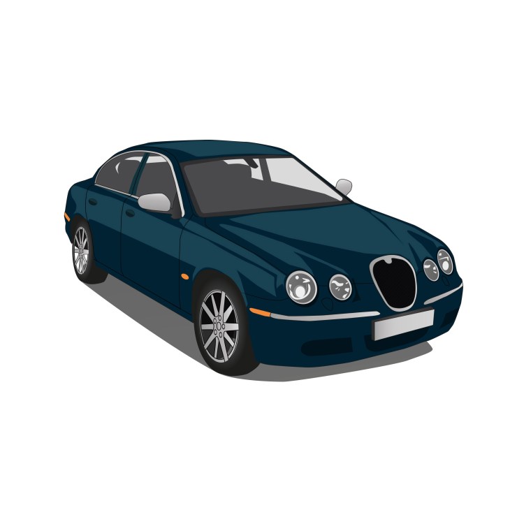 Dark blue Jaguar S-Type sedan illustration
