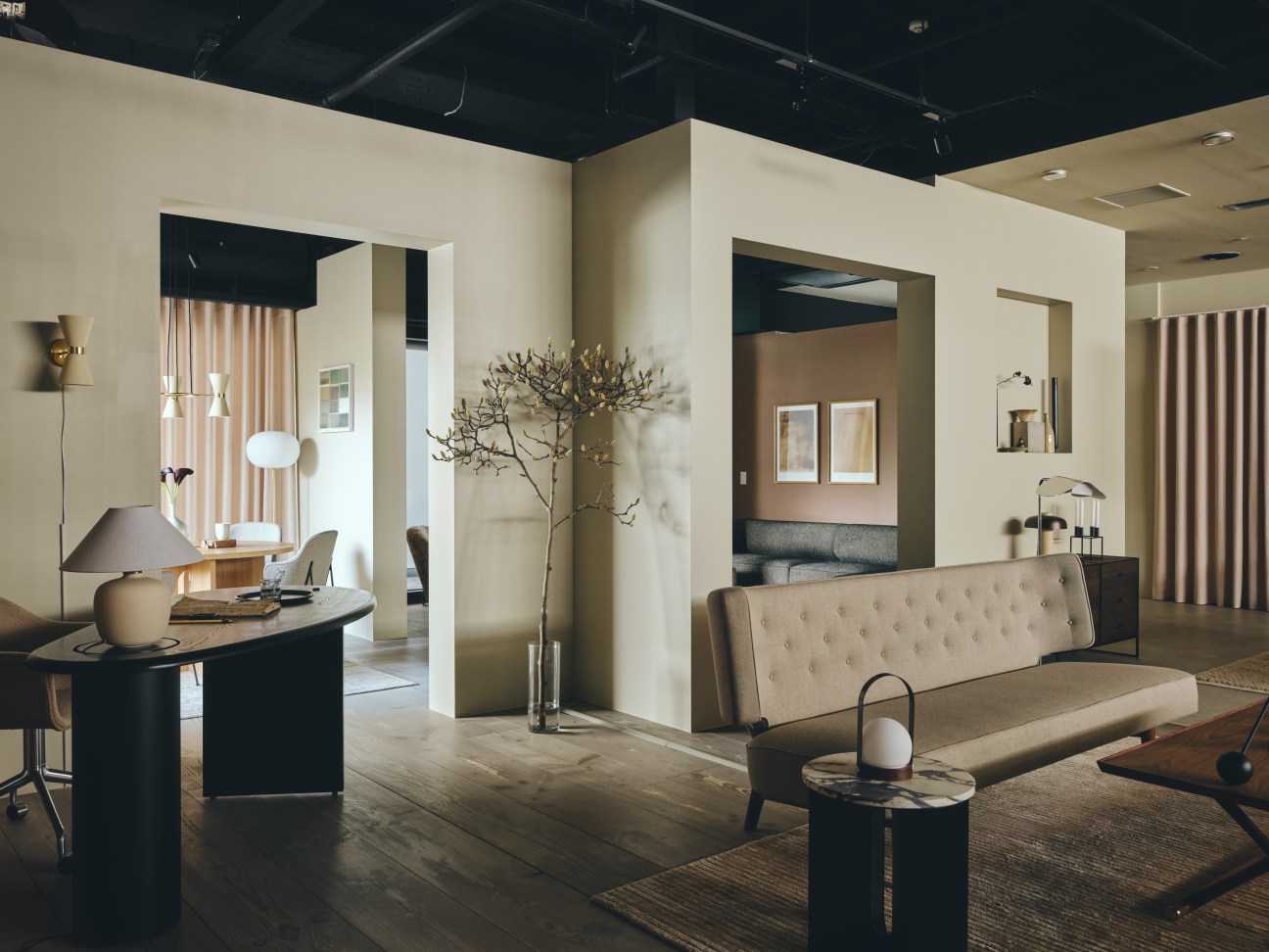 monochromatic and minimalist living area
