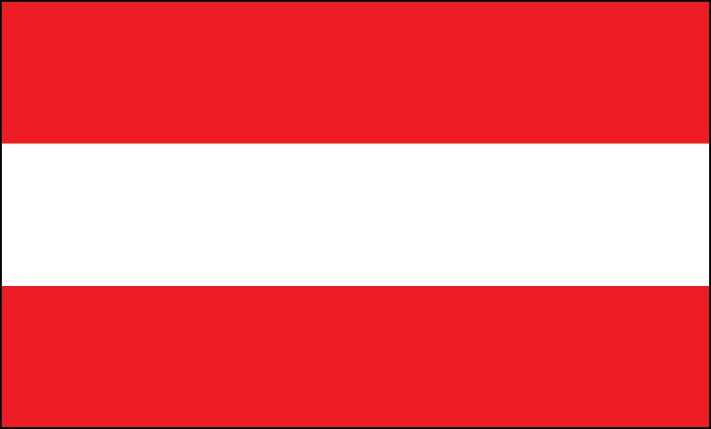 The flag of Austria with red-white-red horizontal stripes.