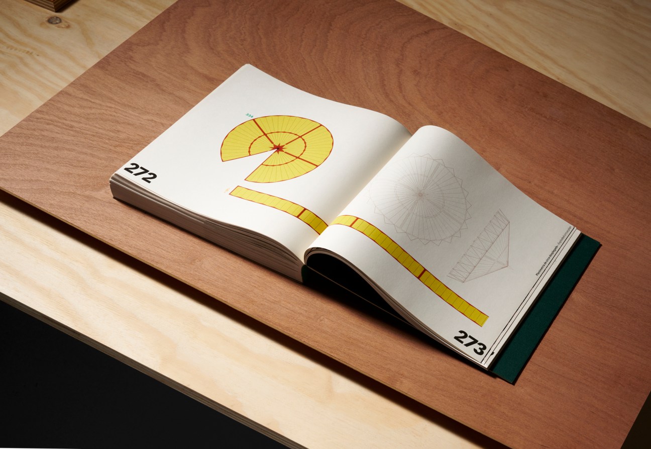 catalogue open on a desk