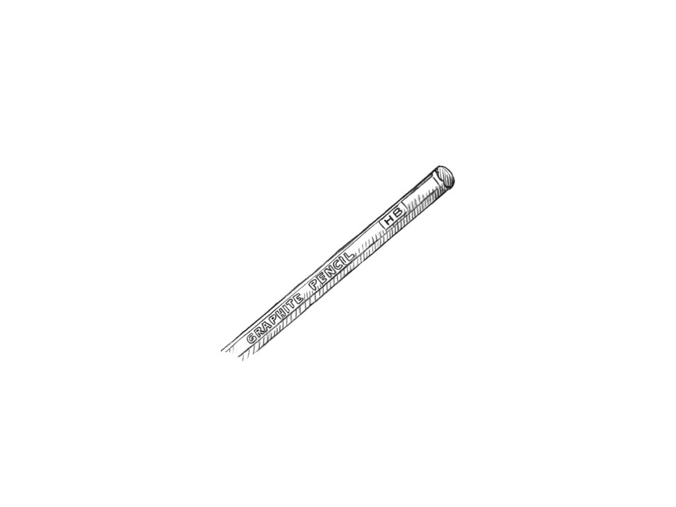 Illustration of a graphite pencil with printed text along its body