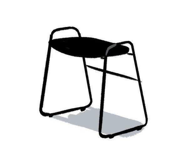 Industry1 Wimbledon stool with black powder-coated steel frame and plywood seat.