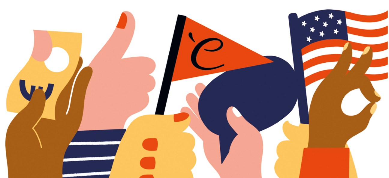 Crowdfunded media venture case study illustration showing publication branding and design elements