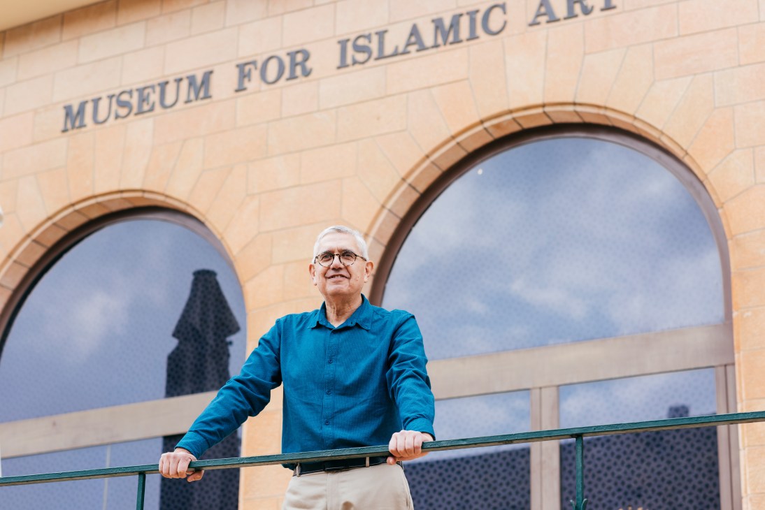 Nadim Sheiban, director of the Museum of Islamic Art in Jerusalem, stands outside the museum building.