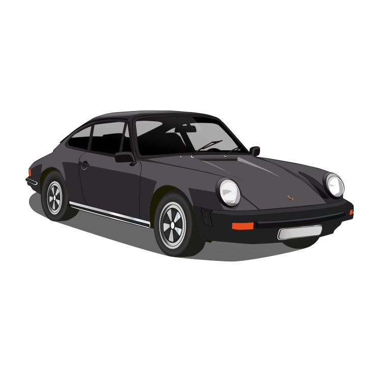 Dark gray Porsche 911 sports car illustration