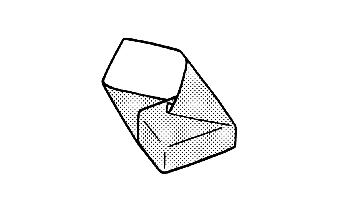 Step 4 of Japanese gift wrapping technique showing how to fold paper on box corner