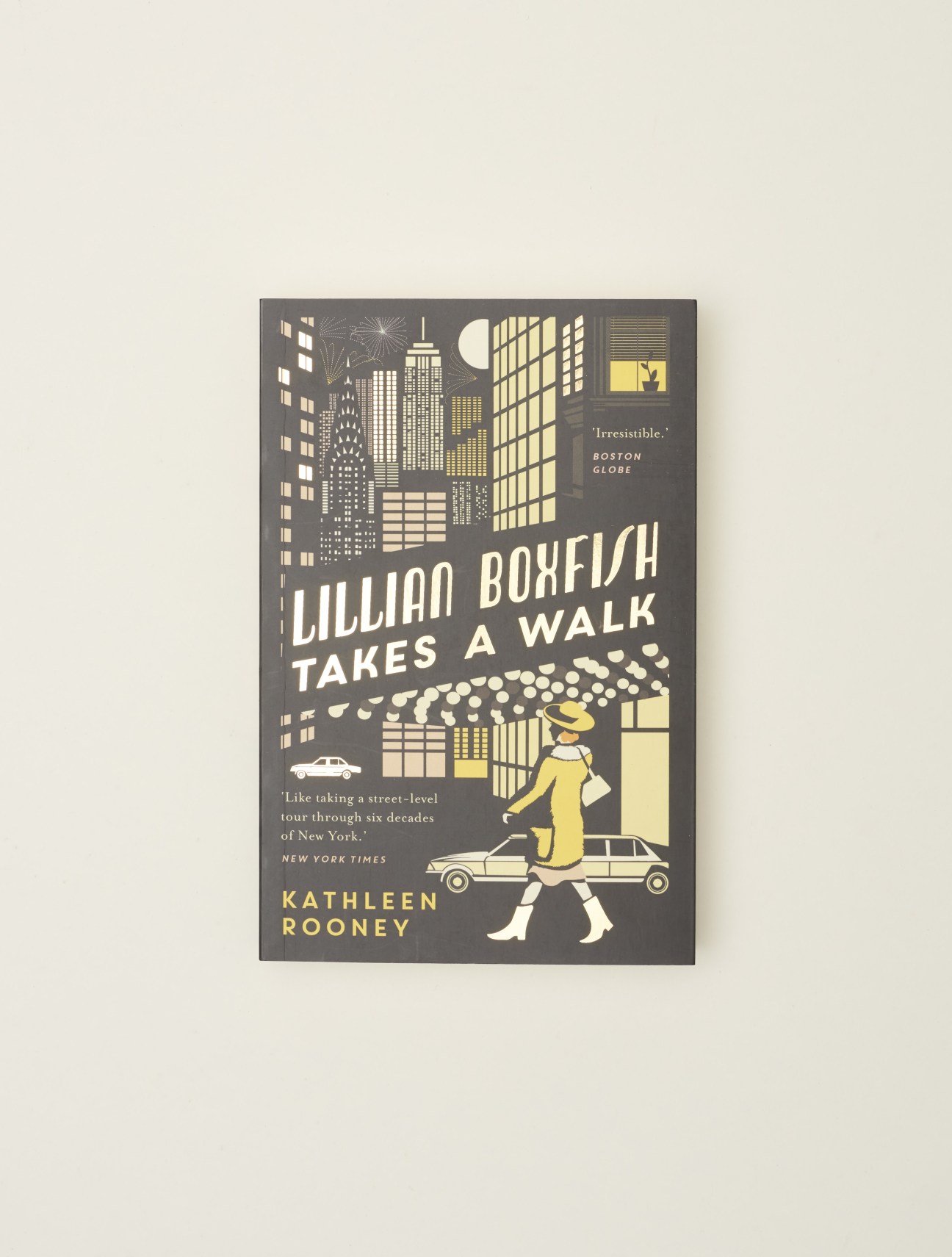 Cover of Lilian Boxfish Takes A Walk novel featuring illustrated woman in blue fedora