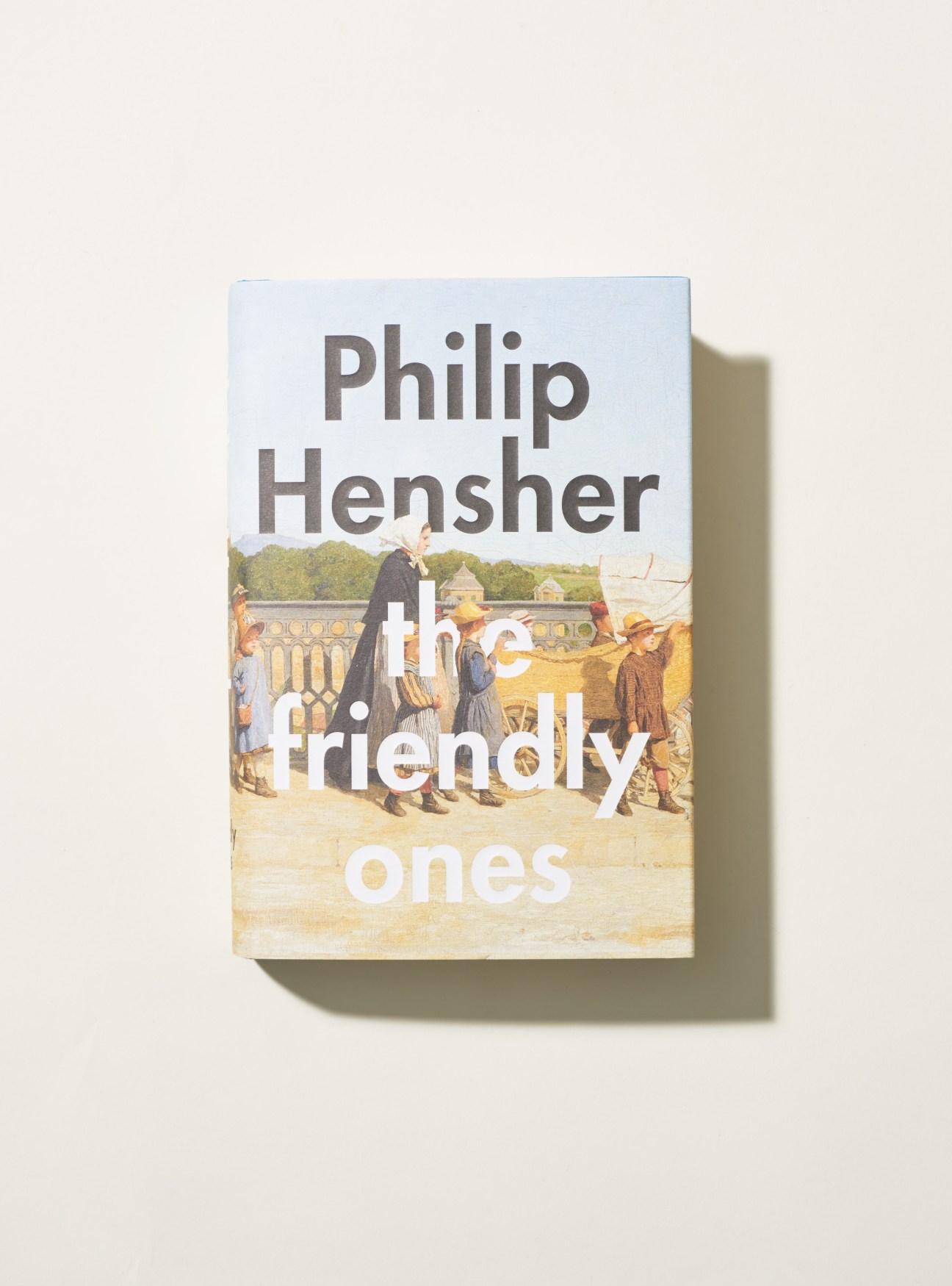 Book cover of 'The Friendly Ones' by Philip Hensher showing illustrated figures in period clothing.