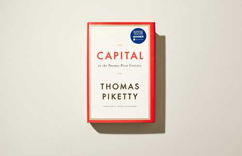 Capital by Thomas Piketty book cover with red border on beige background