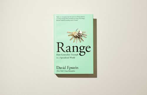 Book cover of 'Range' by David Epstein with a light green background and an illustration of a spiky sea urchin.